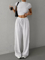 Hazel Blues® | Ribbed Knit Top and Wide Leg Pants Set
