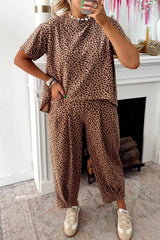 Hazel Blues® | Leopard Print Relaxed Fit Two-Piece Set