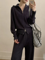 Hazel Blues® | Zip Up Outerwear and Wide Leg Pants Set