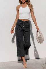 Hazel Blues® | High-Waisted Button-Fly Wide-Leg Jeans