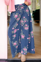 Hazel Blues® | Floral Wide Leg Jeans