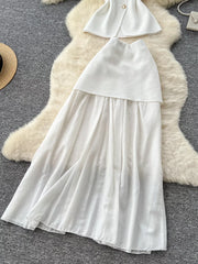 Hazel Blues® | Button Up Sleeveless Top and Skirt Set