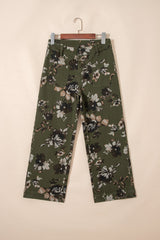 Hazel Blues® | Green Vintage Floral Print Square Patch Pocket Raw Hem Shift Jeans