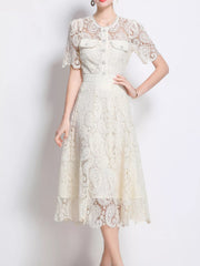 Hazel Blues® | Lace Button Up Top and Skirt Set