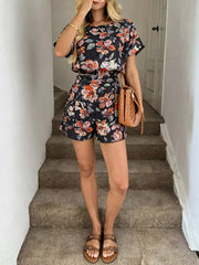 Hazel Blues® | Floral Print Crop Top and Shorts Set