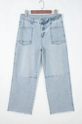 Hazel Blues® | Beau Blue Frayed Cropped Straight Jeans