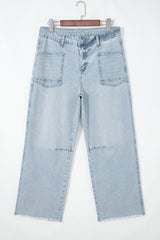 Hazel Blues® | Beau Blue Frayed Cropped Straight Jeans
