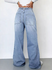 Hazel Blues® | Wash Wide Leg Cargo Jeans
