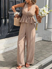 Hazel Blues® | Striped Sleeveless Top and Wide Leg Pants Set
