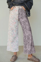 Hazel Blues® | Wild Side Jeans | Leopard Floral Wide Leg Jeans