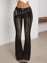 Hazel Blues® | Belted High Waist Flare Jeans