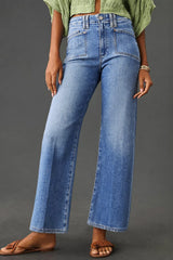 Hazel Blues® | Dusk Blue Loose Straight Leg Cropped High Waist Jeans