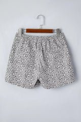 Hazel Blues® | Leopard Print Elastic Waist Denim Shorts