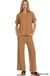 Hazel Blues® | Zenana Viscose Round Neck Top & Pants Set