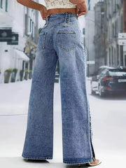 Hazel Blues® | High Waist Button Decor Wide Leg Jeans