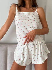 Hazel Blues® | Floral Print Ribbed Knit Cami and Shorts Lounge Set