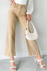 Hazel Blues® | Solid Color Seamed Center Wide Leg Cropped Jeans
