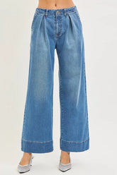 Hazel Blues® | RISEN Slouchy Wide Leg Jeans With Pleats