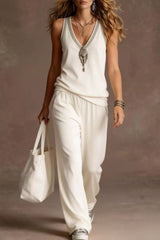 Hazel Blues® | V-Neck Tank and Wide Leg Pants Set