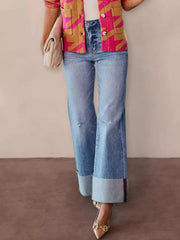 Hazel Blues® | Distressed High-Waisted Flare Jeans