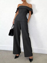 Hazel Blues® | Off-Shoulder Top and Wide-Leg Pants Set