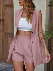 Hazel Blues® | Sleeveless Blazer & Shorts Two-Piece Set