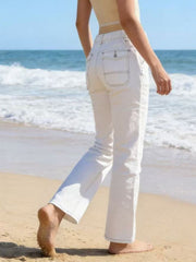 Hazel Blues® | Wide Leg Contrast Stitching Jeans