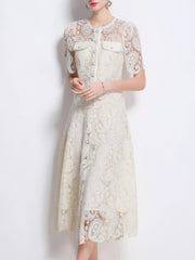 Hazel Blues® | Lace Button Up Top and Skirt Set