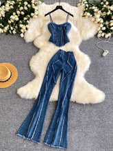 Hazel Blues® | Raw Hem Denim Cami and Flare Jeans Set