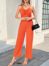 Hazel Blues® | Twist-Front Crop Top and Wide Leg Pants Set