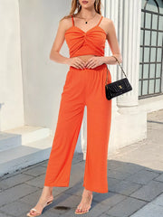 Hazel Blues® | Twist-Front Crop Top and Wide Leg Pants Set