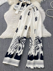 Hazel Blues® | Printed Sleeveless Top and Wide Leg Pants Set