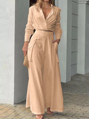 Hazel Blues® | Long Sleeve Shirt and Wide Leg Pants Set