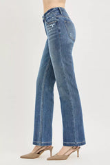Hazel Blues® | RISEN Tummy Control 4way Stretch Mid Rise Straight Crease Line