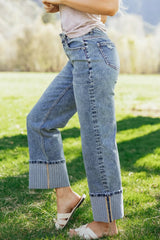 Hazel Blues® | Cuffed Straight Loose Jeans