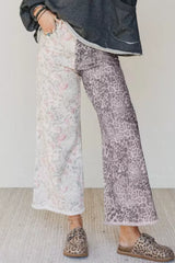 Hazel Blues® | Wild Side Jeans | Leopard Floral Wide Leg Jeans