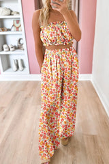 Hazel Blues® | Boho Floral Bandeau Top and High Waist Wide Leg Pants Set