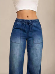 Hazel Blues® | Drawstring Waist Wide Leg Jeans