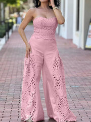 Hazel Blues® | Hollow-Out Tube Top and Pants Two-Piece Set