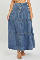 Hazel Blues® | RISEN High Rise Ruffle Long Skirts