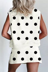 Hazel Blues® | Ribbed Trim Polka Dot Print Tank Split Mini Skort 2pcs Set