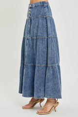 Hazel Blues® | RISEN High Rise Ruffle Long Skirts
