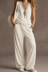 Hazel Blues® | V-Neck Tank and Wide Leg Pants Set