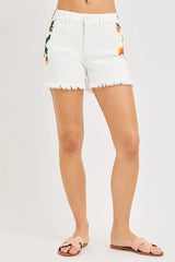 Hazel Blues® | RISEN Tummy Control High Rise Flower Printed Shorts