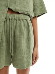 Hazel Blues® | Relaxed Fit Button Up Shirt & Shorts Set