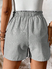 Hazel Blues® | Striped Elastic Waist Drawstring Shorts