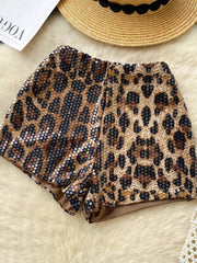 Hazel Blues® | Sequin Leopard Shorts