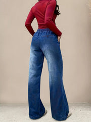 Hazel Blues® | Drawstring Waist Wide Leg Jeans