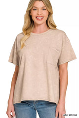 Hazel Blues® | Zenana French Terry Acid Washed Relaxed Top & Short Set
