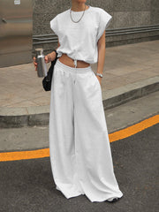 Hazel Blues® | Round Neck Top and Wide Leg Pants Set